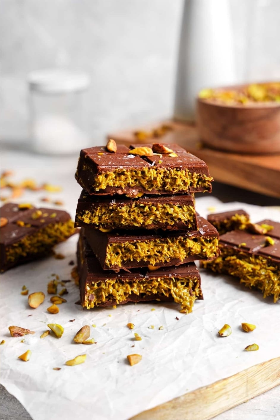 Gooey sectioned off Dubai Chocolate